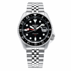Seiko 5 Sports GMT Black Jubilee-style stainless steel Watch