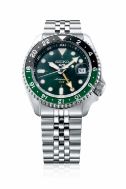 Seiko 5 Sports GMT Deep Green Sunburst Stainless Steel Jubilee-style bracelet Watch