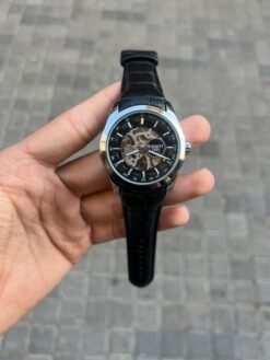TISSOT 1853 AUTOMATIC PRIMIUM QUILTY BLACK-SILVER LEATHER WATCH