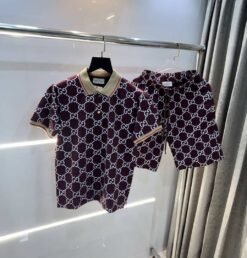 Gucc i Wine Logo Print Premium Cord Set
