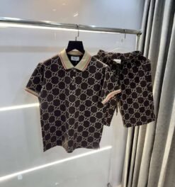 Gucc i Brown Logo Print Premium Cord Set