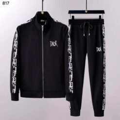 Christian Dio r Black Embroidery Logo Designer Imported Luxury Tracksuit