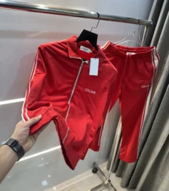 Celin e Red Embroidery Logo Imported Tracksuit
