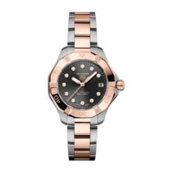 Tag Heuer Aquaracer Solargraph Silver Rose Gold Black Dial For Her