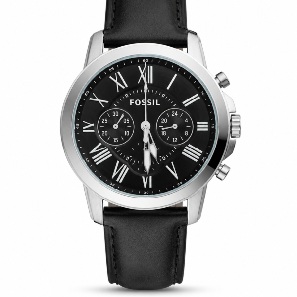 Fossil Grant Leather Belt Black Silver Watch
