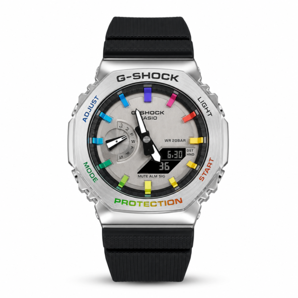 G-shock Gm 2100 Stainless Steel Rainbow Black Strap Watch